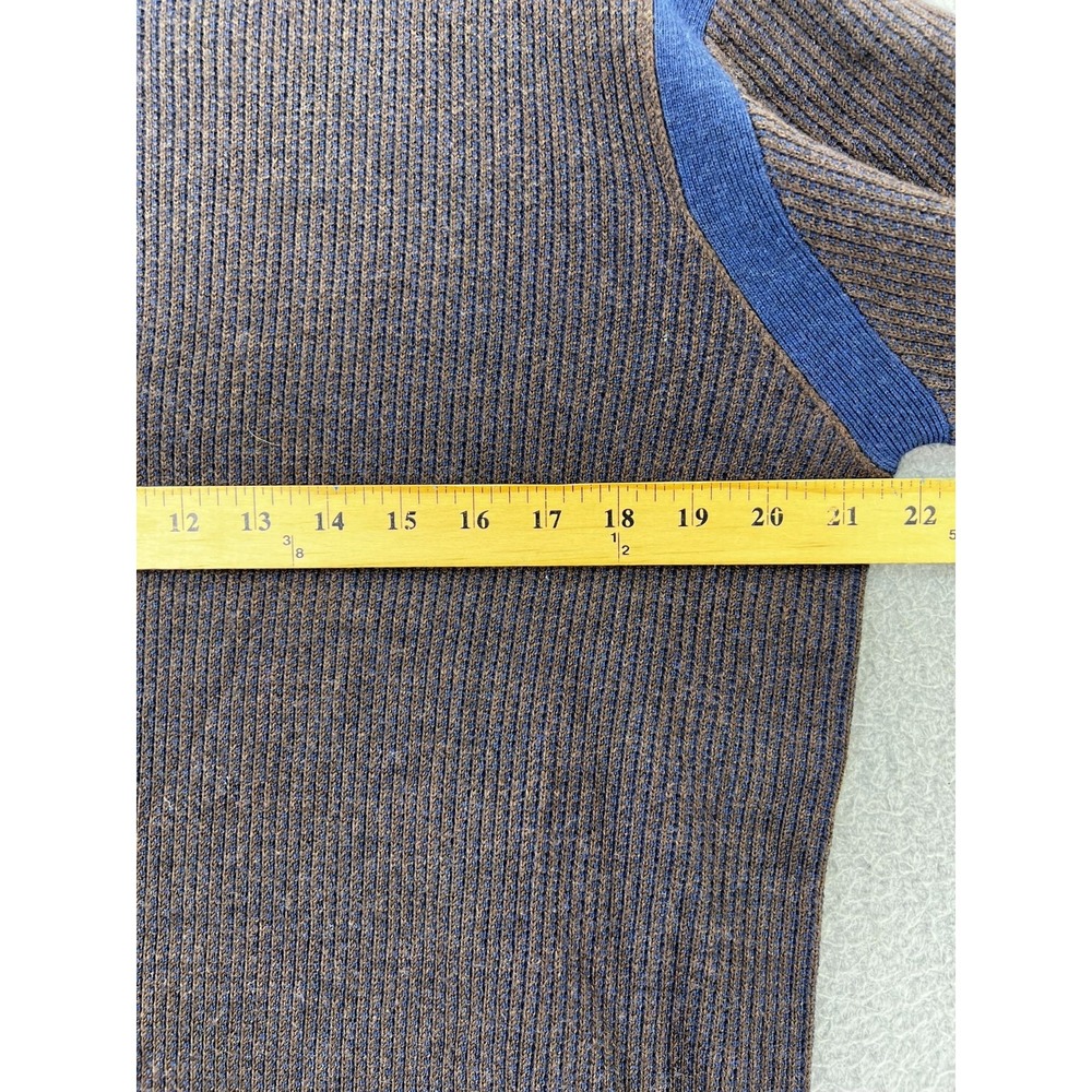 ROBERT GRAHAM Whalen Wool Quarter Zip Sweater Mens Size Large Brown Navy Stretch - Picture 6 of 15